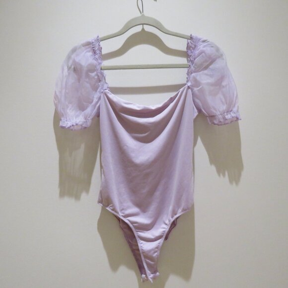 PRINCESS POLLY Girl In Love Bodysuit in Lilac Pastel Feminine Puff Sleeve Fairy - Picture 3 of 14